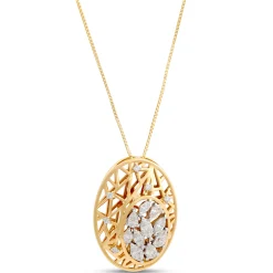 Filigree Pendant Necklace with Diamond Cluster, 1 Carat, 14k Yellow Gold Online