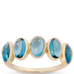 Five Oval Blue Topaz Ring, 14K Yellow Gold Discount