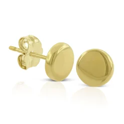 Flat Round Stud Earrings, 14K Yellow Gold Best