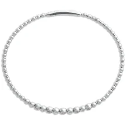 Flexy Bead Bangle with Diamond Cluster Stations, 14K White Gold Best