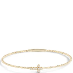 Flexy Cross Bangle Diamond Bracelet, 14K Yellow Gold Clearance