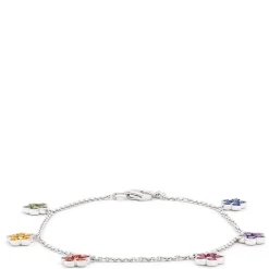 Floral Sapphire Charm Bracelet, 14K White Gold Sale