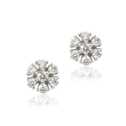 Flower Shaped Cluster Diamond Studs, ⅕ Total Carat Weight, 14K White Gold Best