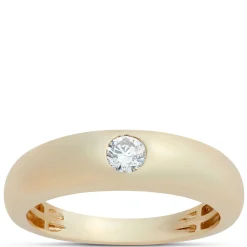 Flush Set Round Diamond Ring, 14K Yellow Gold Online