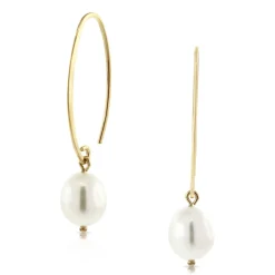 Freshwater Cultured Pearl Drop Oval Wire Earrings 14K Best