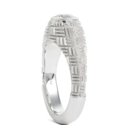 Gents Fluted Shank Diamond Ring, 18K White Gold