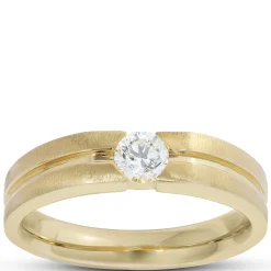 Gents Negative Channel Diamond Ring, 18K Yellow Gold Online