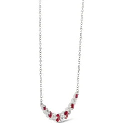 Graduated Round Ruby and Diamond Necklace, 18K White Gold