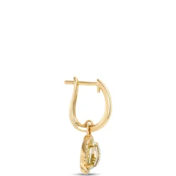 Green Quartz Dangle Earrings, 14K Yellow Gold