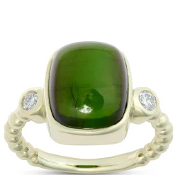 Green Tourmaline and Diamond Ring, 14K Yellow Gold Discount
