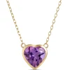 Heart Shaped Amethyst Pendant Necklace, 14K Yellow Gold Best
