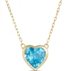 Heart Shaped Blue Topaz Pendant Necklace, 14K Yellow Gold Hot