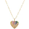 Heart Shaped Confetti Tsavorite and Sapphire Rainbow Pendant, 14K Yellow Gold Best