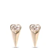 Heart Shaped Diamond Earrings in Tear Drop Setting, ⅓ Total Carat Weight, 14K Yellow Gold Outlet