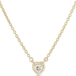 Heart Shaped Diamond Necklace, 14K Yellow Gold Discount