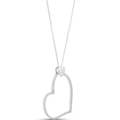 Heart Shaped Diamond Pendant Necklace, ½ Carat Total Weight, 14K White Gold New