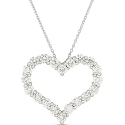 Heart-Shaped Diamond Pendant Necklace in 14K White Gold Outlet