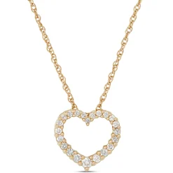 Heart Shaped Diamond Pendant Necklace, 14K Yellow Gold Clearance
