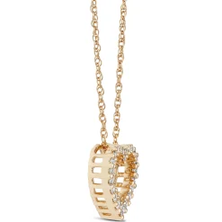Heart Shaped Diamond Pendant Necklace, 14K Yellow Gold Clearance