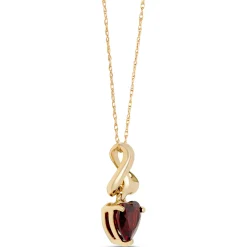 Heart Shaped Garnet Pendant Necklace, 14k Yellow Gold Clearance