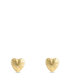 Heart Shaped Stud Earrings, 14K Yellow Gold Discount