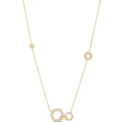 Hex Shaped Stations Diamond necklace, 14K Yellow Gold Discount