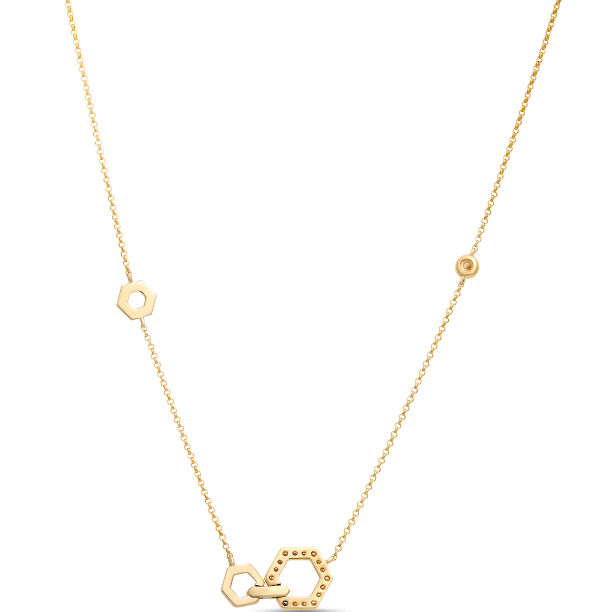 Hex Shaped Stations Diamond necklace, 14K Yellow Gold Discount