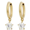 Huggie Hoops With Diamond Drops, 18K Yellow Gold New