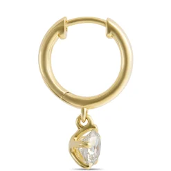 Huggie Hoops With Diamond Drops, 18K Yellow Gold New