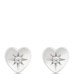 Ikuma Canadian Diamond Heart Shaped Studs, Sterling Silver Outlet