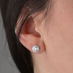 Ikuma Classic Round Diamond Studs, 3 Carat Total Weight,14K White Gold Best