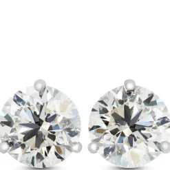 Ikuma Classic Round Diamond Studs, 3 Carat Total Weight,14K White Gold Best