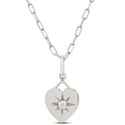 Ikuma Diamond Heart Pendant Necklace, 14K White Gold Clearance