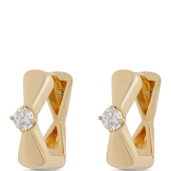 Ikuma Round Diamond Solitaire Huggie Earrings, 14K Yellow Gold Clearance