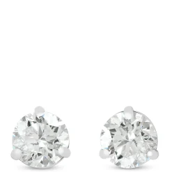 Ikuma Round Diamond Stud Earrings, 1 Carat Total Weight, in 14K White Gold Outlet
