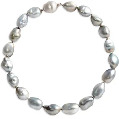18-Inch Baroque Tahitian Pearl Necklace, 14K White Gold New