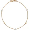 7-Inch Cube and Round Bead Station Bracelet, 14K Yellow Gold Online