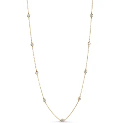 18-Inch Diamond Station Necklace, 14K Yellow Gold