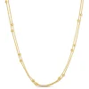 17-Inch Double Strand Necklace with Bead Stations, 14K Yellow Gold New