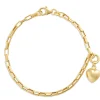Toscano 7.5-Inch Link Bracelet with Heart Charm, 14K Yellow Gold Online