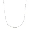 24-Inch Mooncut Oval Bead Necklace, 14K White Gold New