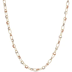 18-Inch Oval Link Diamond Cut Neck Chain, 14K White and Yellow Gold Best