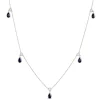 18-Inch Pear Shaped Sapphire Necklace, 14K White Gold Clearance