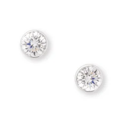 Invisible Bezel Classic Round Diamond Studs, ½ Carat, 14K White Gold Outlet