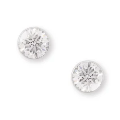 Invisible Bezel Classic Round Diamond Studs, 1 Carat, 14K White Gold Hot