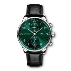 IWC Portugieser Green Dial Alligator Chronograph Watch, 41mm Best