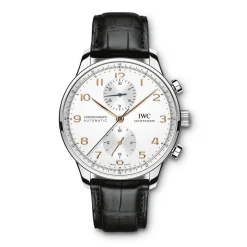 IWC Portugieser Silver Dial Gold Detailed Chronograph Watch, 41mm Clearance