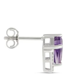 Kite Amethyst Diamond Studs, 14K White Gold Online