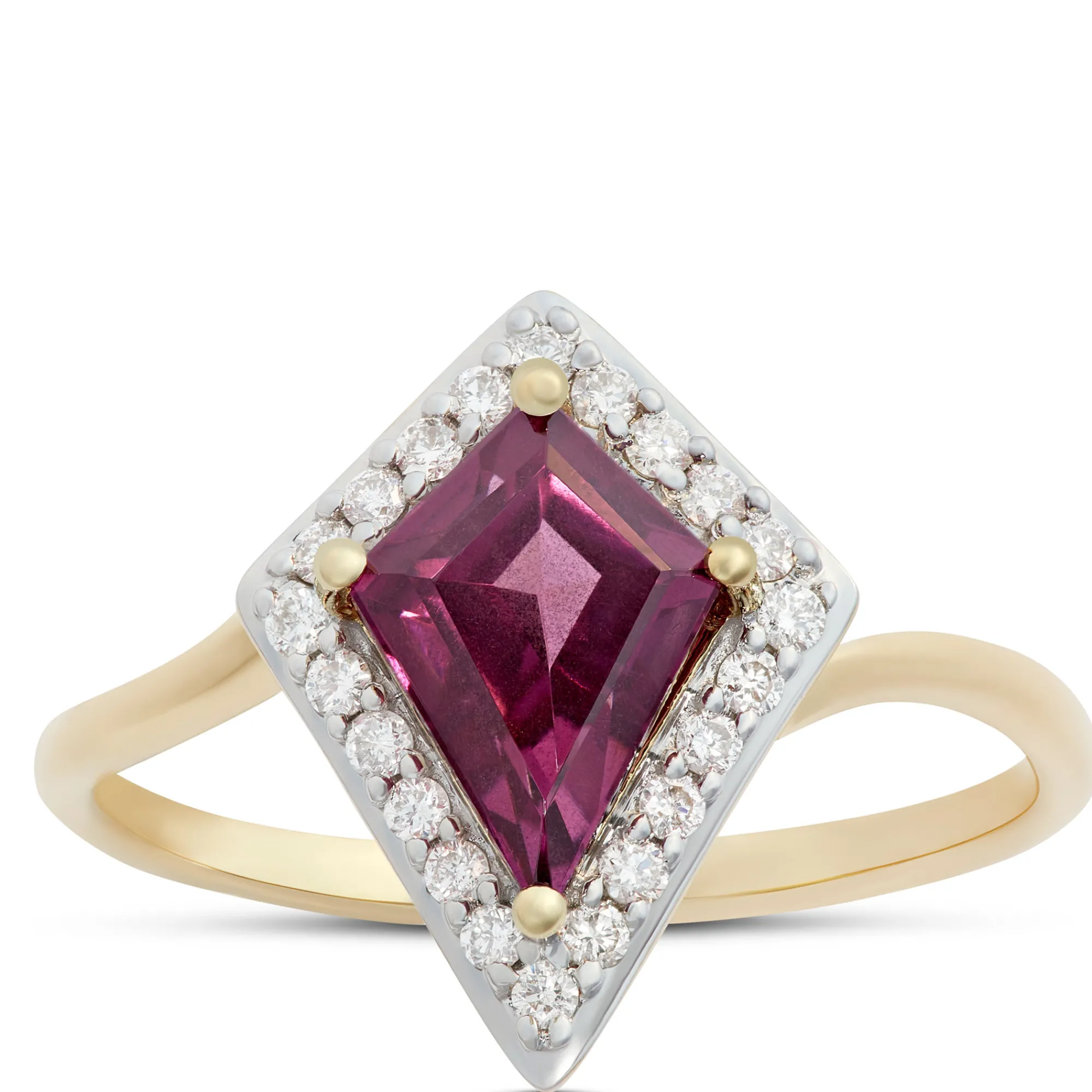 Kite Purple Garnet Gemstone Ring, 14K Yellow Gold Discount