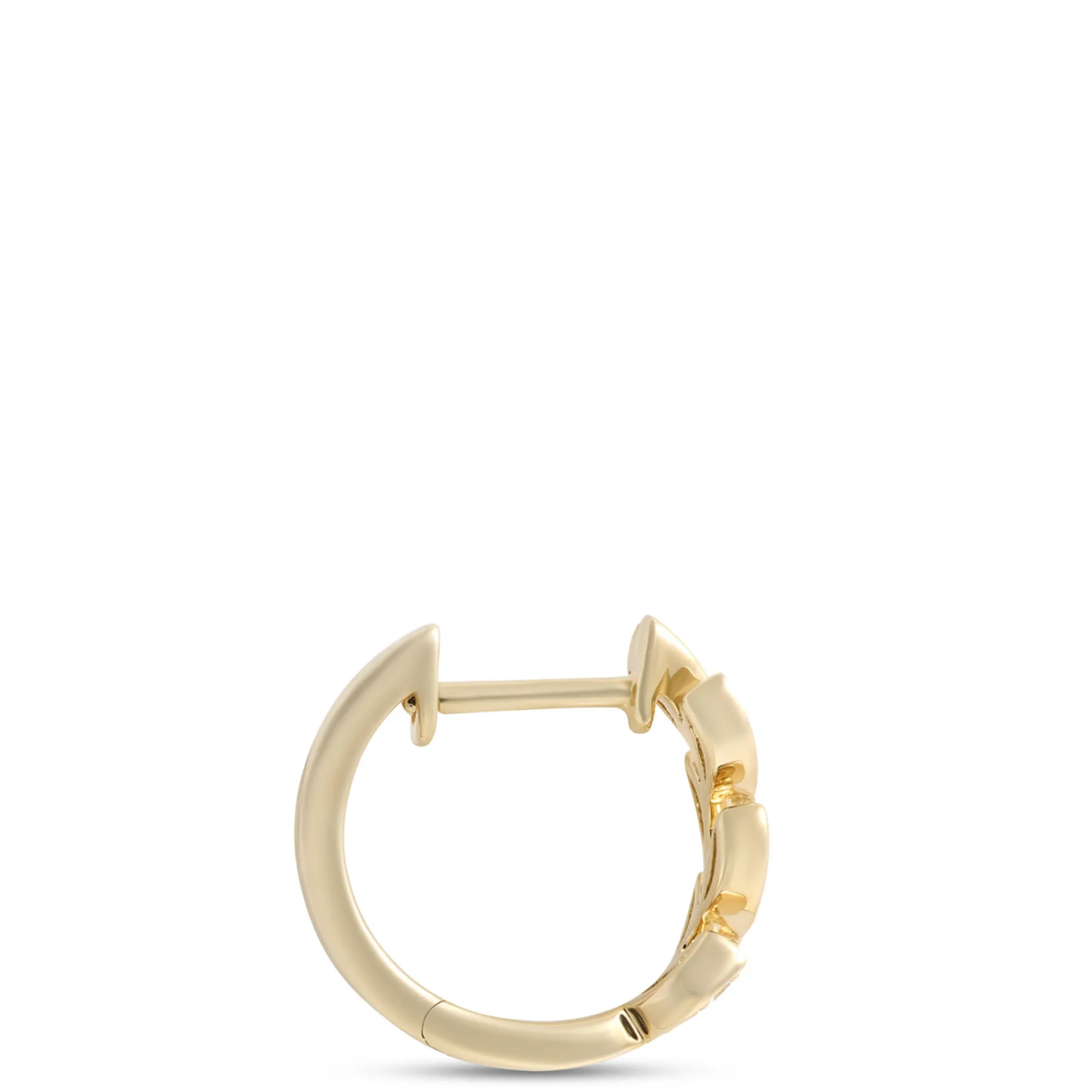 Leaf Shaped Hoops with Diamonds, 14K Yellow Gold Clearance